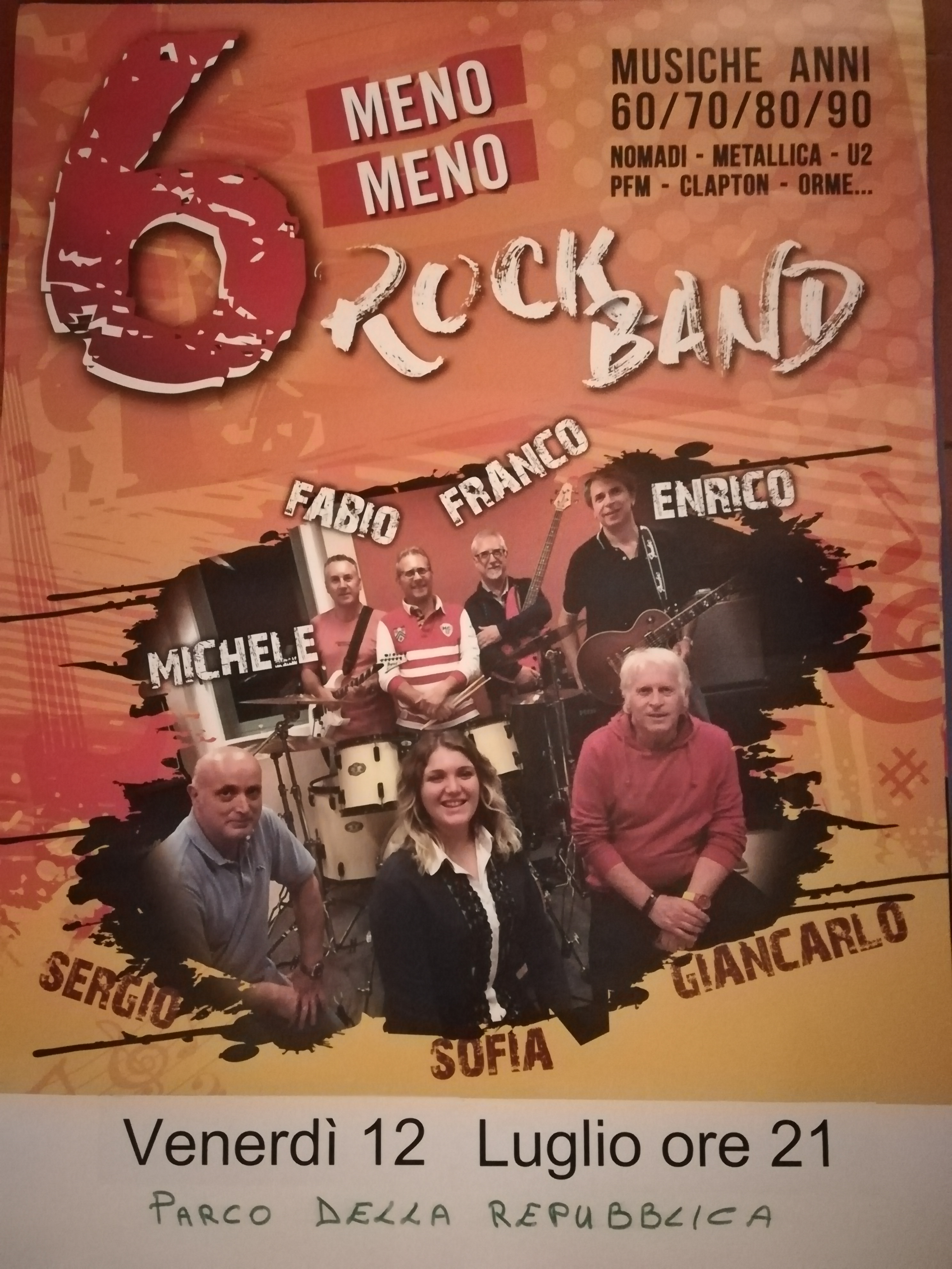 "Live Songs" e "Sei Meno Meno Rock Band" 12 Luglio 2019 Parco della Repubblica